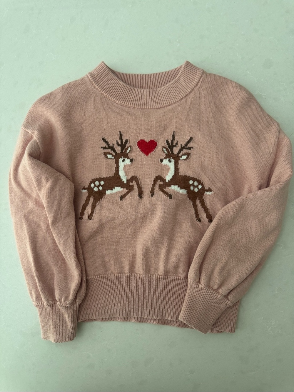 Toddler Pink Deer Intarsia Sweater